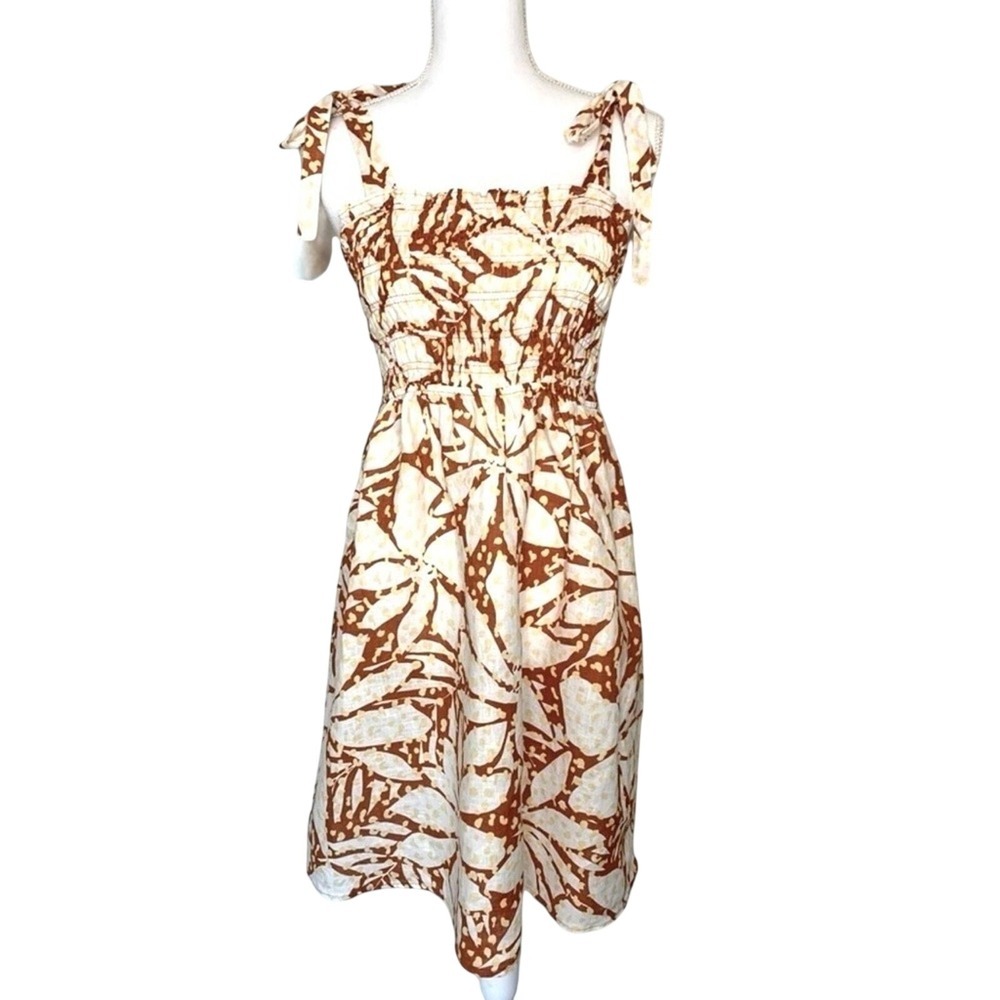 Nicole Miller Floral Sundress Dress Women Size Small 100% Linen